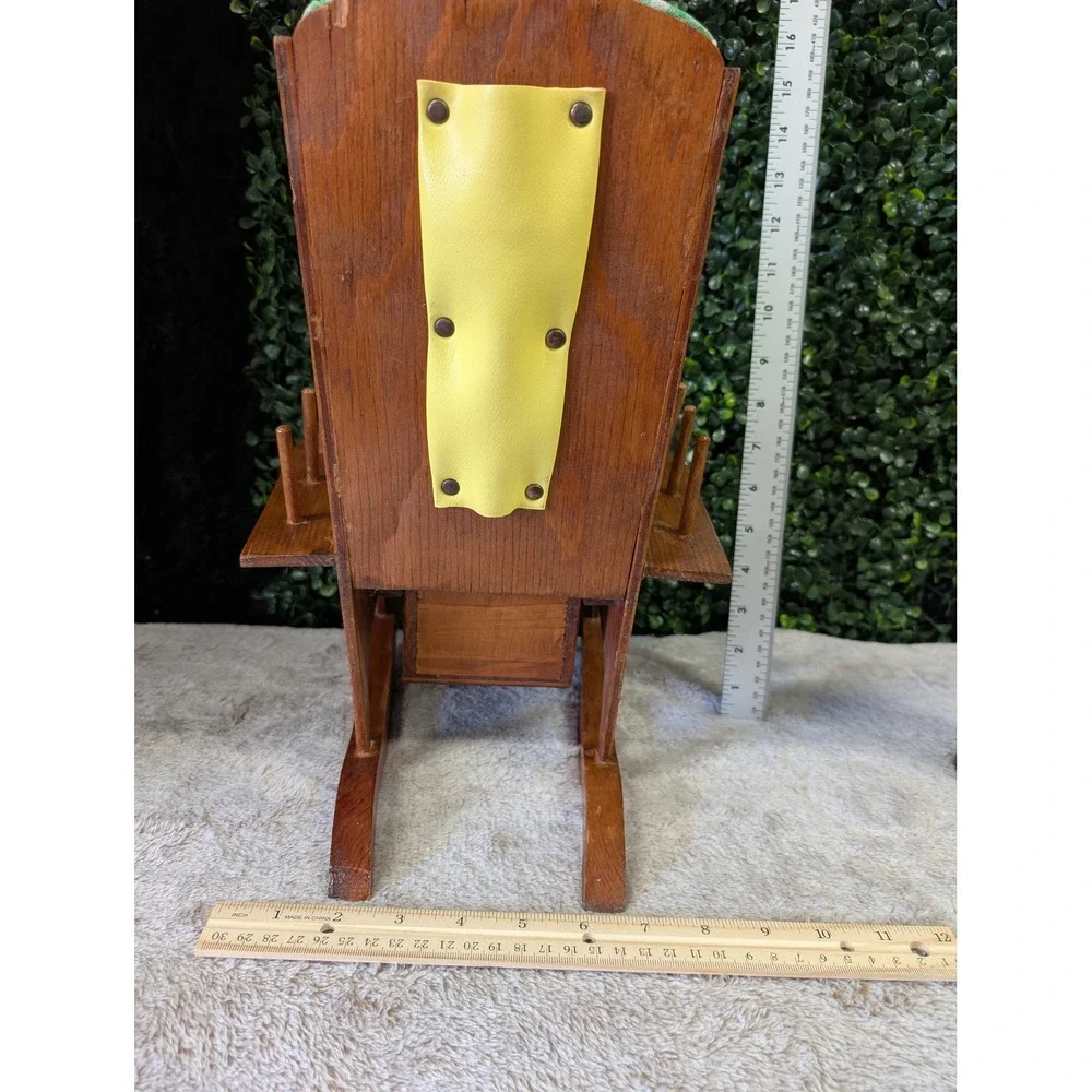 Vintage MCM Handmade Wood Sewing Rocking Chair Organizer Pincushion Folk Art
